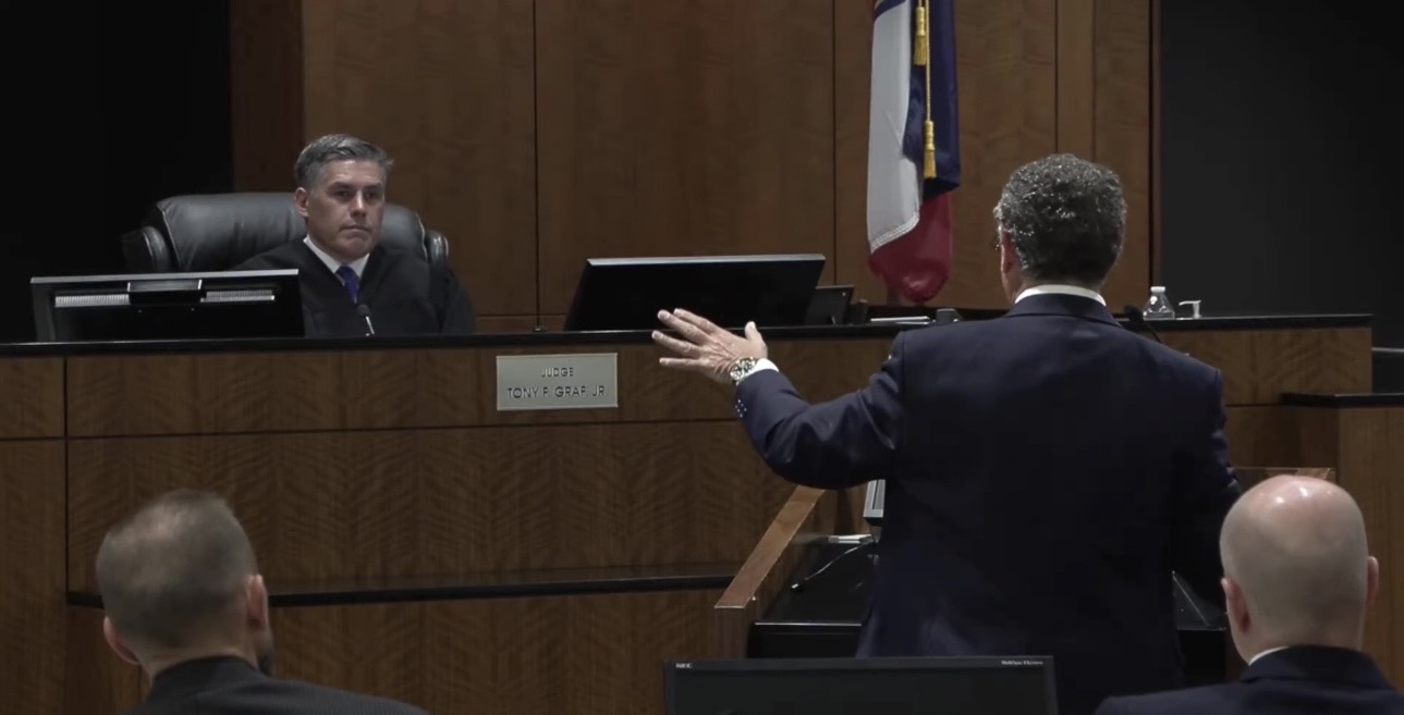Judge Tony Graf listens as an attorney speaks during the preliminary hearing in the Charlie Kirk case
