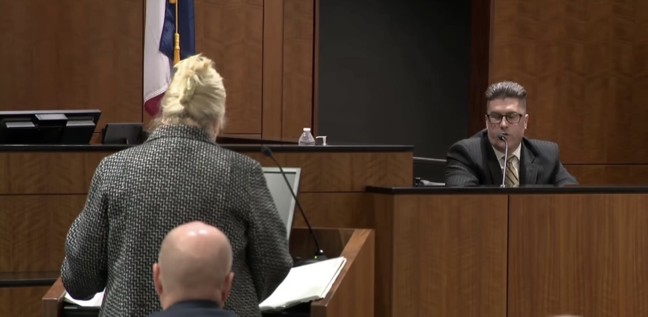 An attorney questions a witness during the preliminary hearing